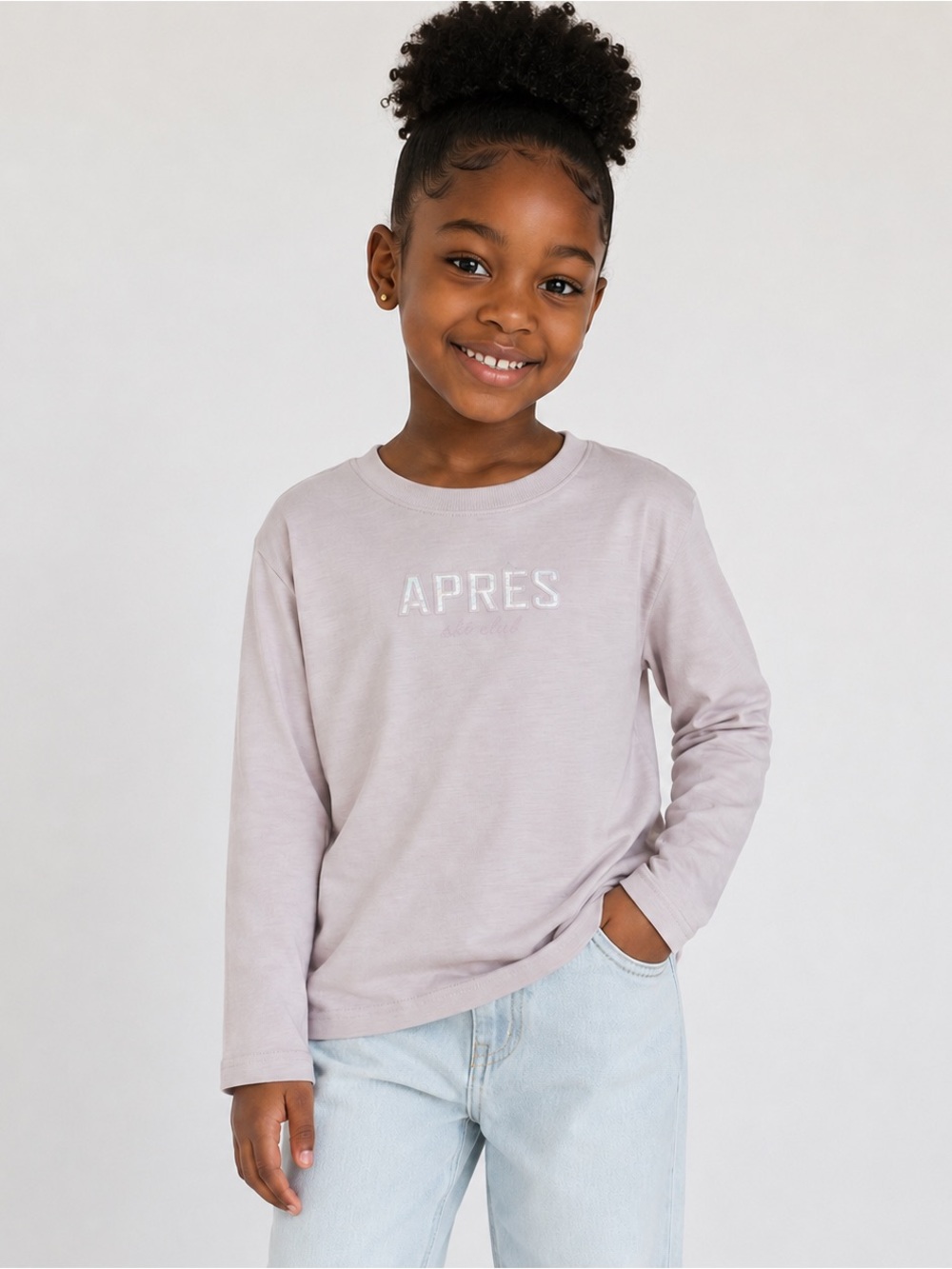 Kids' Cat and Jack Lavender 'APRES' Long Sleeve Tee